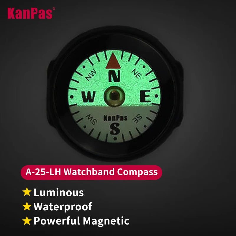 KANPAS Watch Band Compass Wrist Strap Compass Waterproof Mini Luminous  Magnetic for Outdoor,Camping,Hicking,Survival