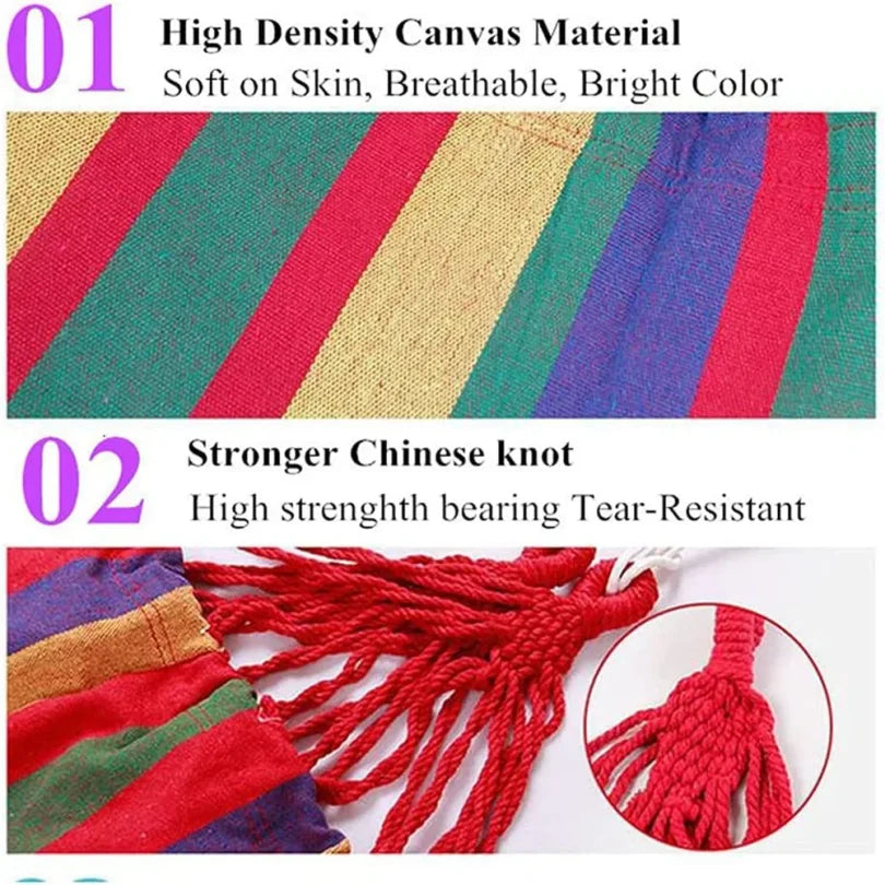 Double Hammock 2 Person Canvas Cotton Hammock with Tree Straps for Patio Garden Backyard Outdoor and Indoor Wholesale