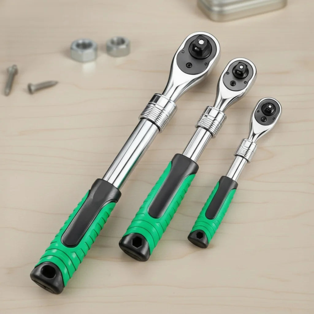 72Tooth Retractable Ratchet Wrench Automotive Repair Adjustable Drive Rotating Ratchet Quick Release 1/4 3/8 1/2" Manual Tool