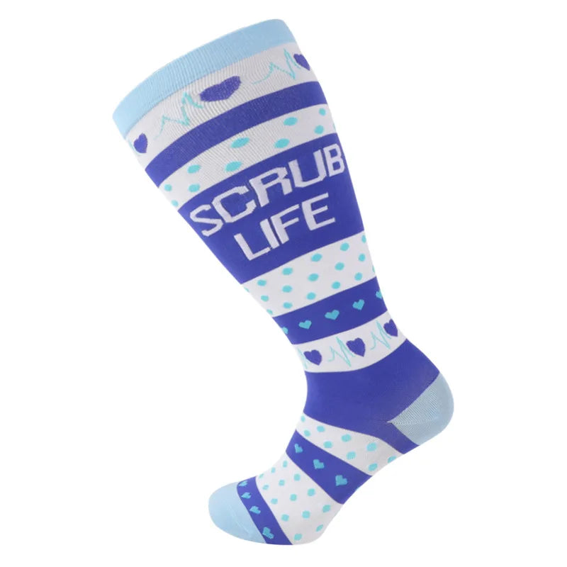 2XL-7XL Plus Size 20-30 mmHg Compression Socks for Women Men Wide Calf Extra Large Knee High Flight Sock for Circulation Support