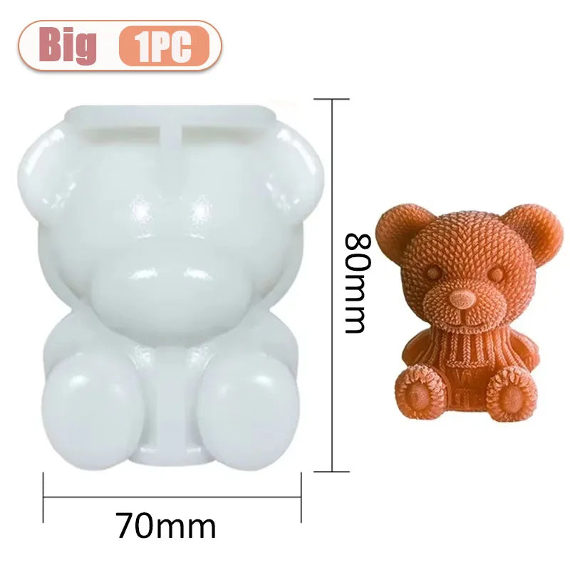 1-10PCS 3D Bear Ice Cube Mold Cube Silicone Bear Ice Grinder Ice Cream Coffee Making Tools Cold Drink DIY Ice Cream Molds