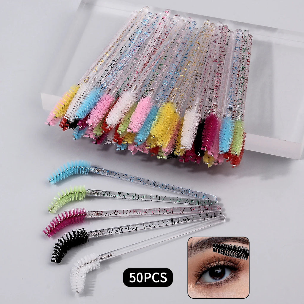 50pcs Reusable Crystal Rod Eyelash Brush Eyelash Comb Eyebrow Comb Eyelash Curl Spiral Multi Purpose Portable Makeup Brush