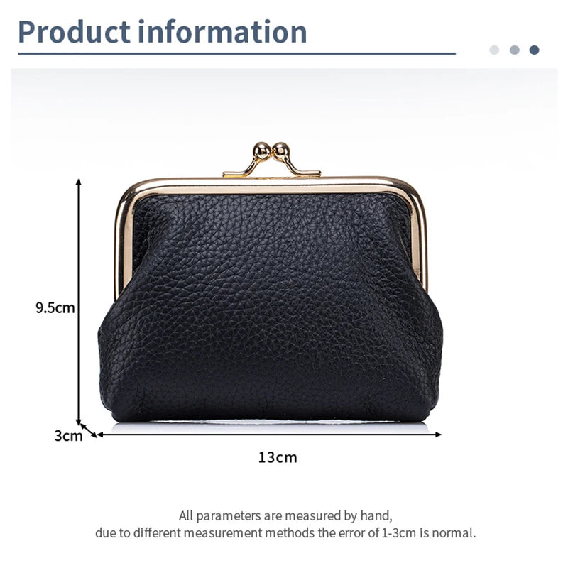 Women's Kiss Lock Crossbody Bag Genuine Leather Mini Handbags Kiss Clasp Crossbody Shoulder Bags Coin Purse Messenger Handbag
