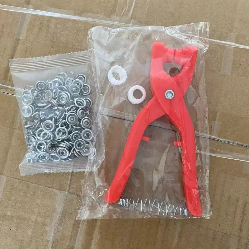 100Pcs Colorful Metal Sewing Buttons Solid Plier Tool Set Prong Press Studs Snap Fasteners for Installing Clothes Bags