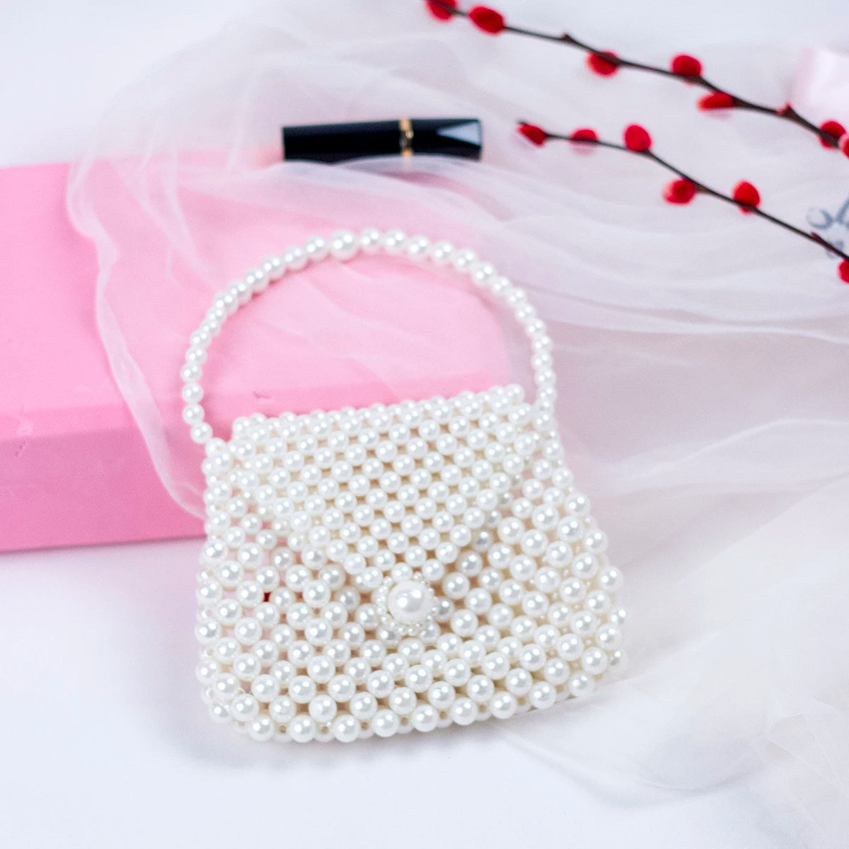 2024 Spring/Summer Hot selling Chinese Style Mini Pearl Imitation Dumpling Bun Women's Homemade Beaded Weaving Handbag