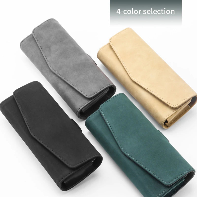 Car Sun Visor Sunglasses Case Clip Hanger Fastener Sunglasses Holder Suede PU Leather Card Ticket Storage Box Eyeglasses Holder