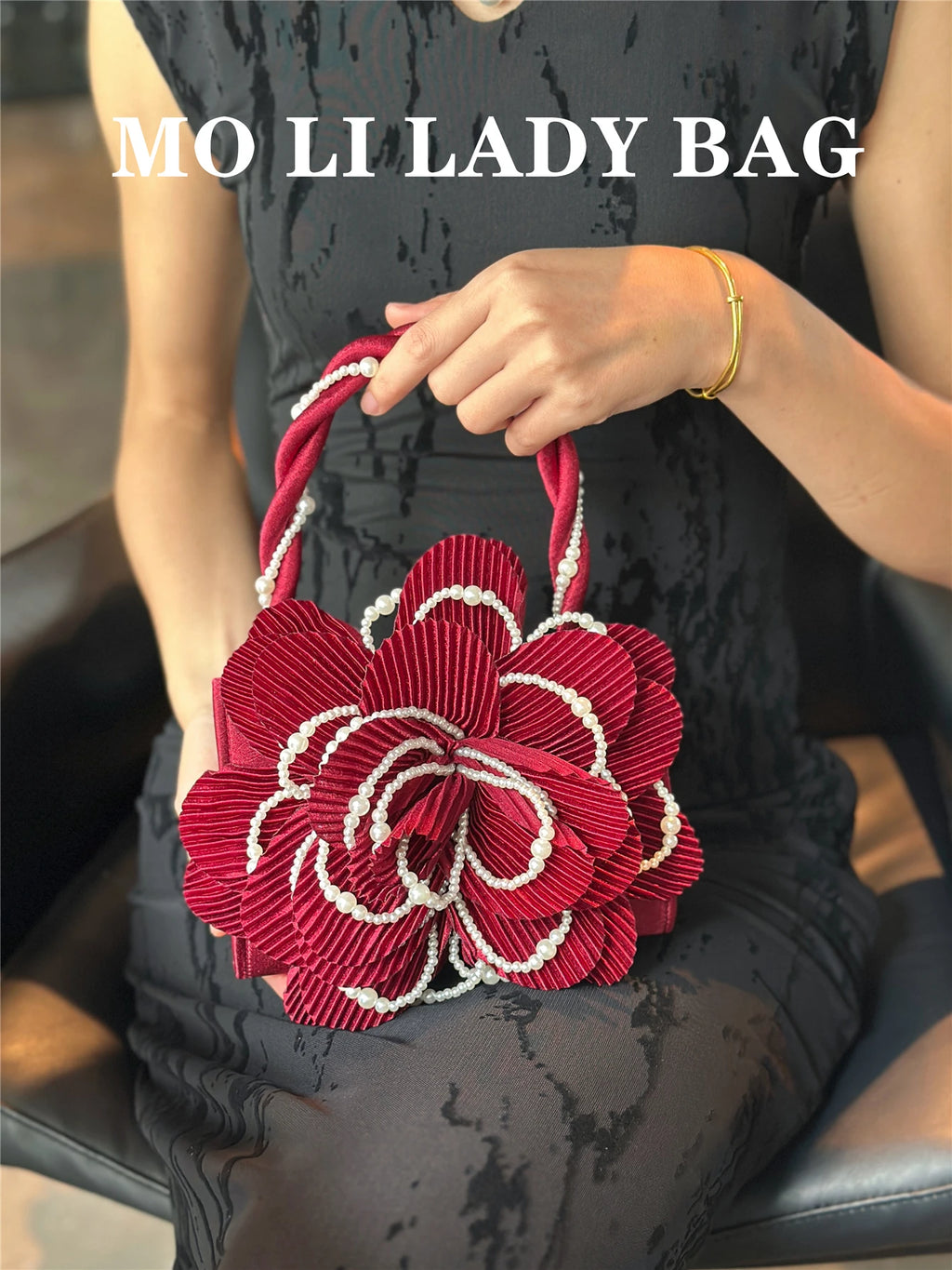 Retro Chinese Style Pearl Twist Flower Bag Rose 3D Pink Fairy Crossbody Women's Bag Handbag Casual Summer Fashion