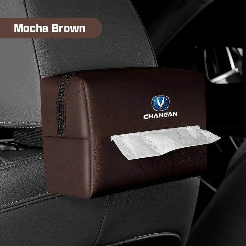 PU Leather Car Hanging Tissue Box for Changan CS55 PLUS CS75 PLUS CS35 ALSVIN S07 S05 PLUS MAX UNI-V Waterproof Auto Accessories