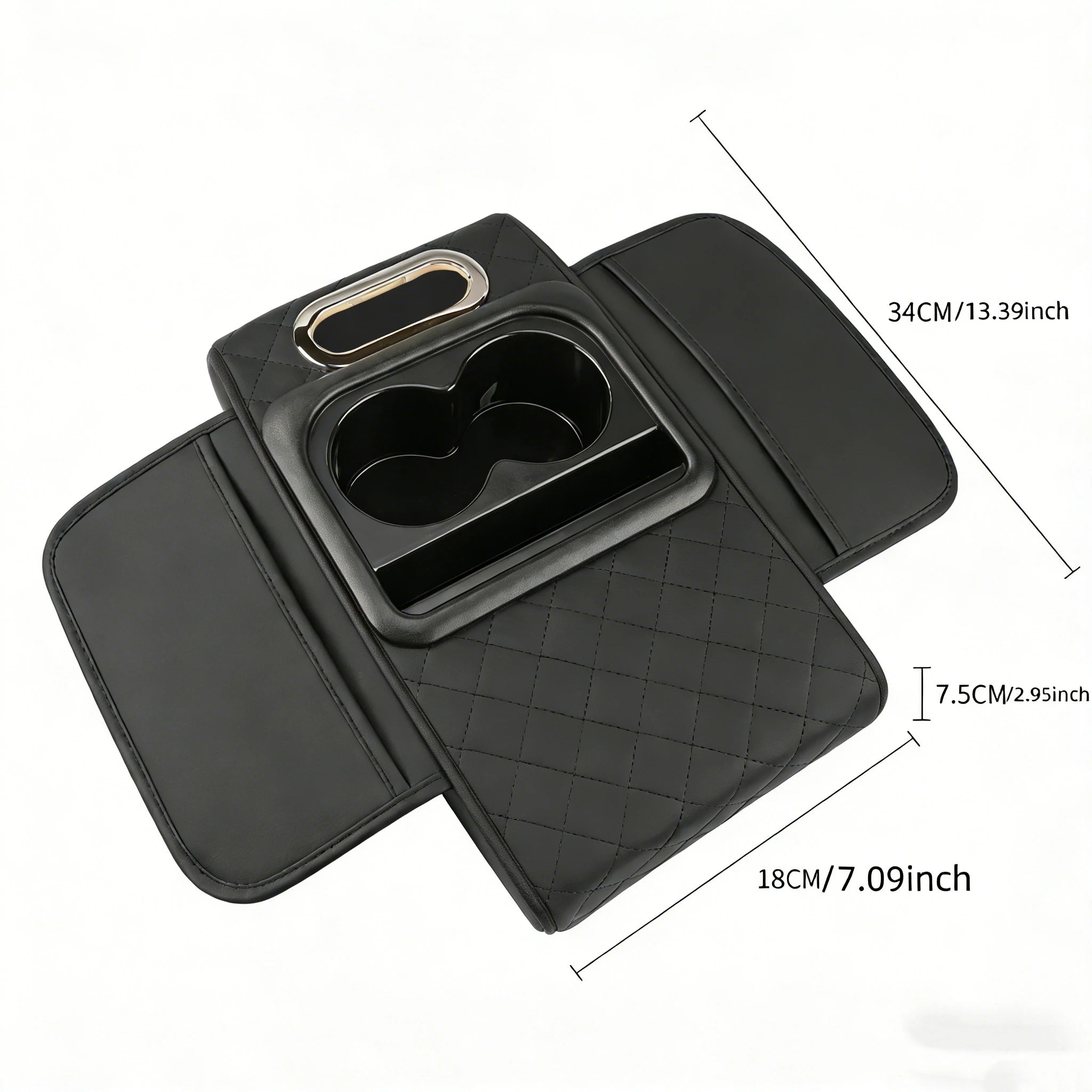 Center Console Organizer with Cup Holder Car Armrest Storage Box Armrest Heightening Cushion Pad for Car Interior Auto Accessory