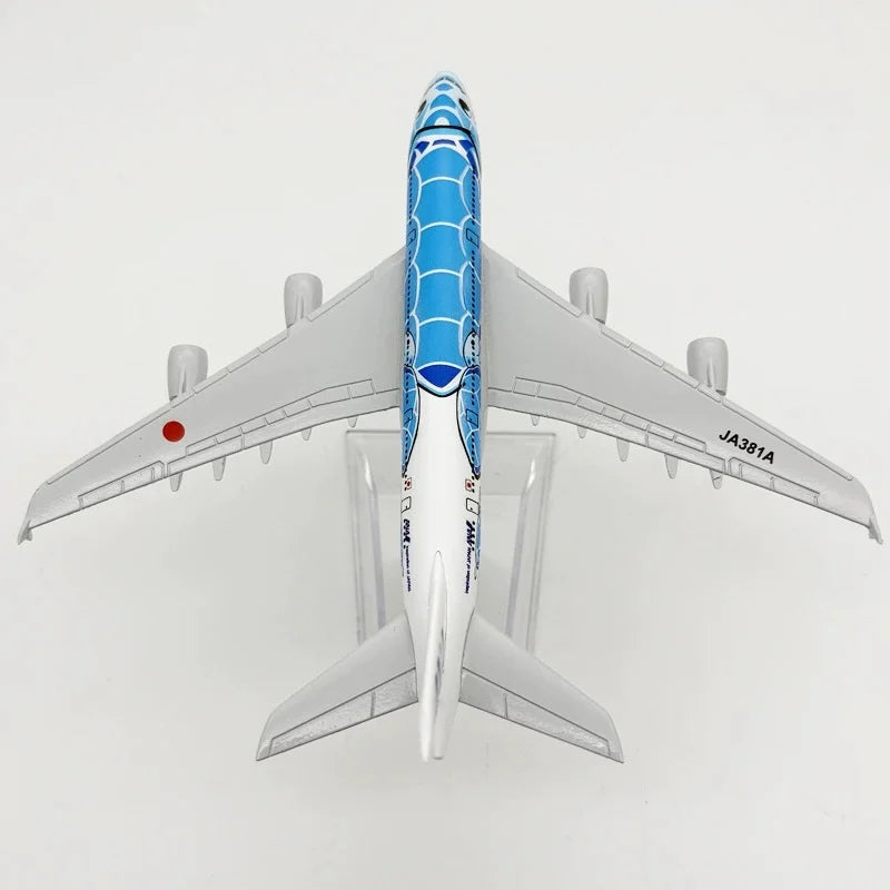 16/20CM A380 ANA Sea Turtle Metal Airplane Model Plane Toy with Display Stand for Adult Aviation Gifts Collection