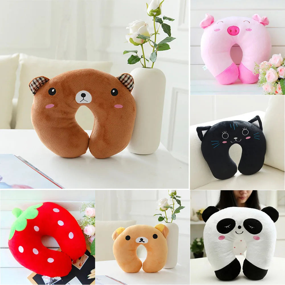 Multi-Color Cartoon U Shaped Travel Pillow Neck Support Head Rest Cushion
