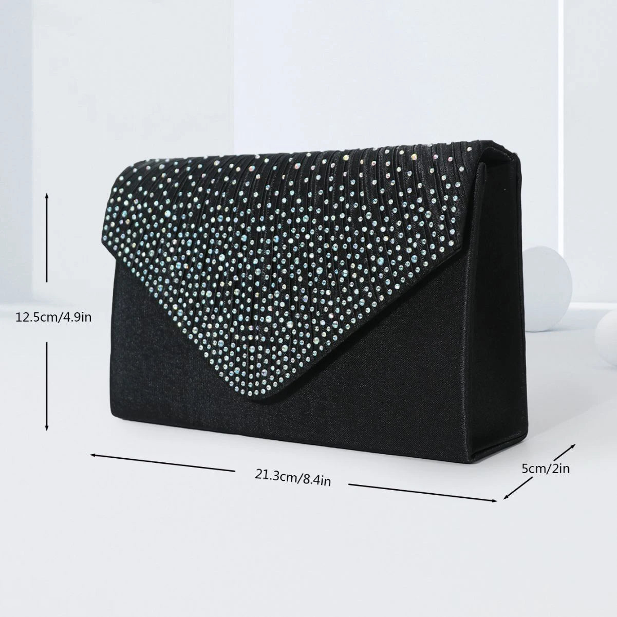Ladies' Single-shoulder Dinner Bag  Evening Dress Bag Flip Cover Colored Diamond Embossed Clutch Bag  Fashionable Evening Dress