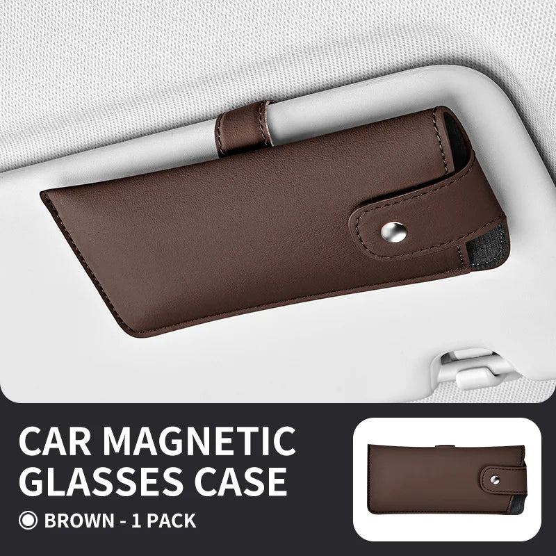 Magnetic Car Sunglasses Holder Case Universal Auto Sun Visor Glasses Box Clip Sunglasses Holder Fastener Eyeglasses Storage
