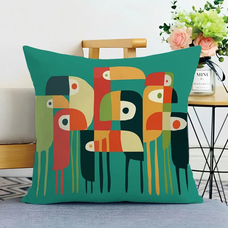 Creative Geometric Double-sided Printed pillow cover Short plush Suitable living rooms bedrooms sofas throw cushion cover