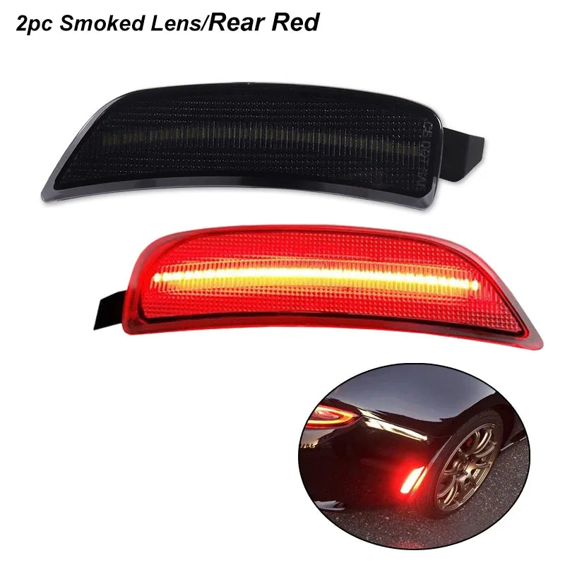 LED Side Marker Lights Assembly Smoked Lens for 2016-2023 Mazda MX-5 Miata ND Front Amber & Rear Red Fender Side Marker Lamp