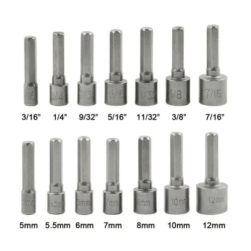 1-4Set 9/14Pcs Powerful Socket Inner Hexagonal Wrench 5-12mm Hexagon Nut Driver Drill Socket Screwdriver Wrench Hand Tools