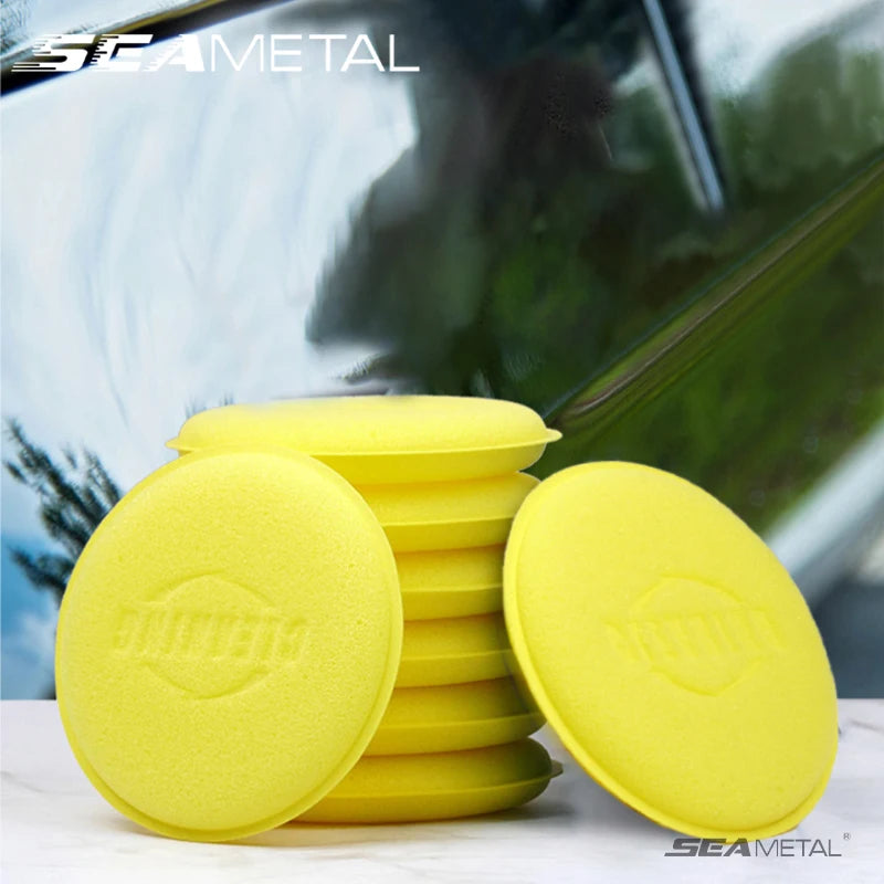 SEAMETAL 12pcs Car Foam Waxing Polish Sponge Round High Density Wax Cleaning Pads Polishing Sponges for Car Detailing Care Tools