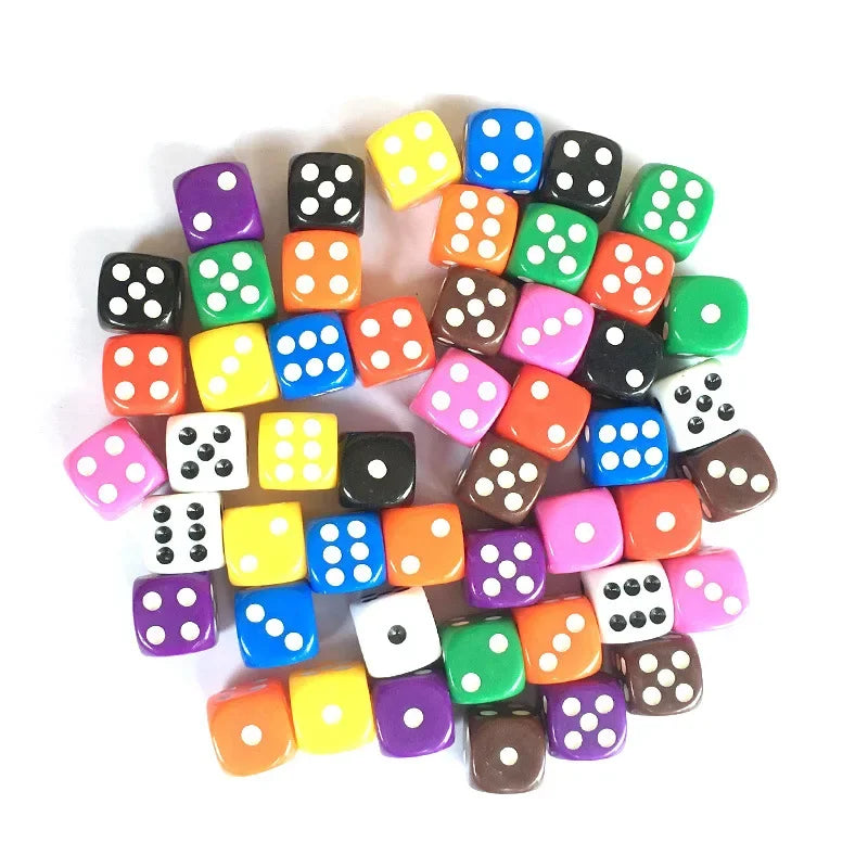 10 PCS/Set 16mm D6  6 cubes Dice Acrylic 6 sides D6 Dice With role Edges For Casino Dice Table Board Game