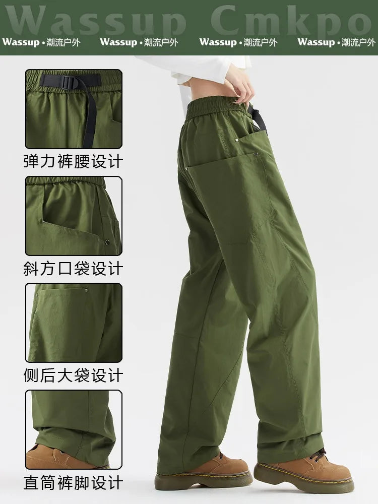 WASSUP CMKPO American machete assault pants women's new wide-leg overalls outdoor hiking waterproof mountaineering pants Casual
