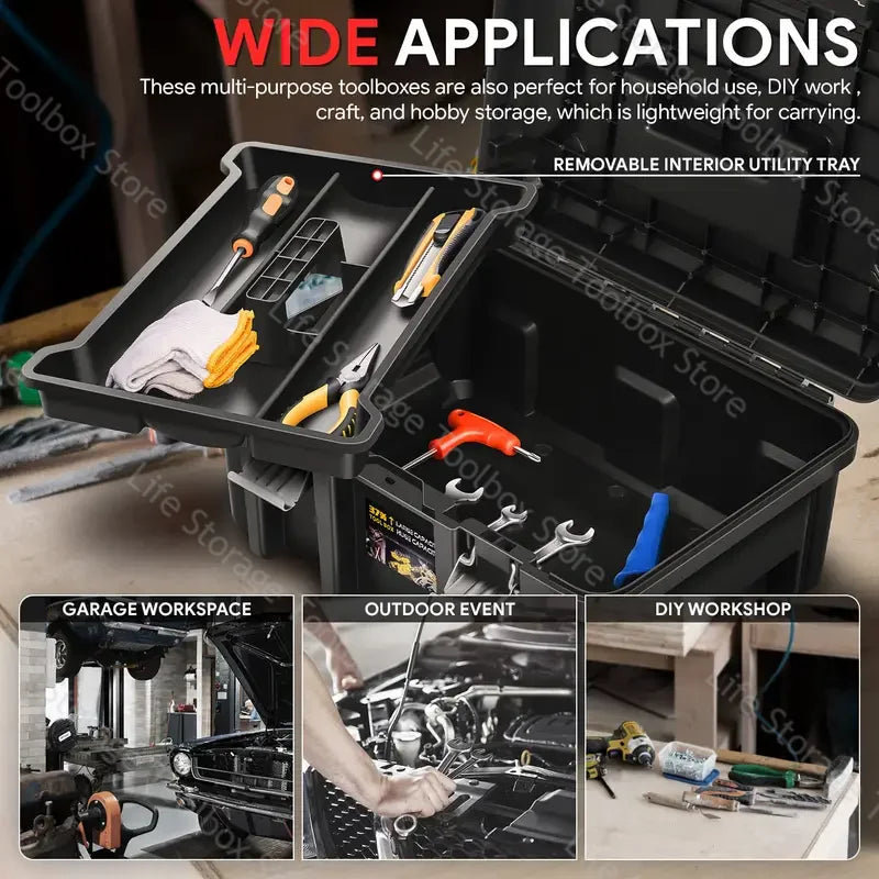 1/2Pcs Hardware Toolbox Set Large Capacity Tool Box Industrial Grade Shockproof Tool Box Organizer box Stacked Hardware Toolbox