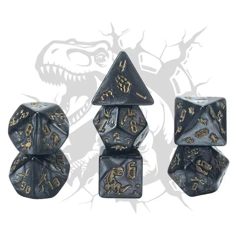 7Pcs/Set Dinosaur Dice Clear Engraved Digits Dice For Prehistoric Dinosaur For Tabletop Board Game Nights