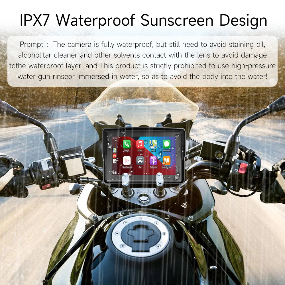 5/7 Inch Portable Motorcycle DVR GPS Navigation IPX8 Waterproof LCD Display For Wireless CarPlay Android Auto Multimedia Player