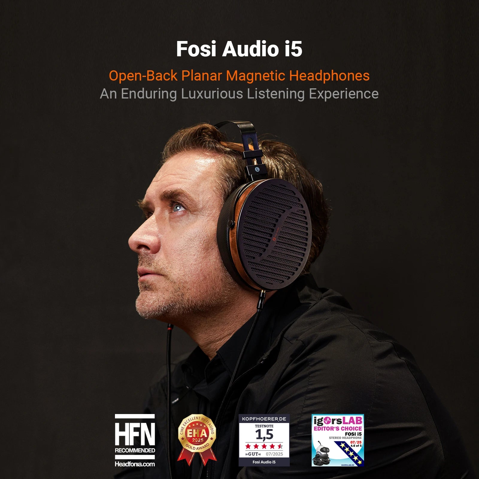Fosi Audio i5 Open-Back Planar Magnetic Headphones with 97mm Diaphragm Professional Hifi Monitor Wired Headset For Studio