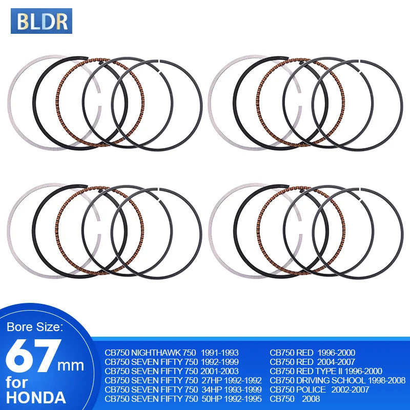 67mm Motor Piston Ring for Honda CB750 NIGHTHAWK 750 CB 750 SEVEN FIFTY 750 27HP 34HP 50HP DRIVING SCHOOL CB750 RED
