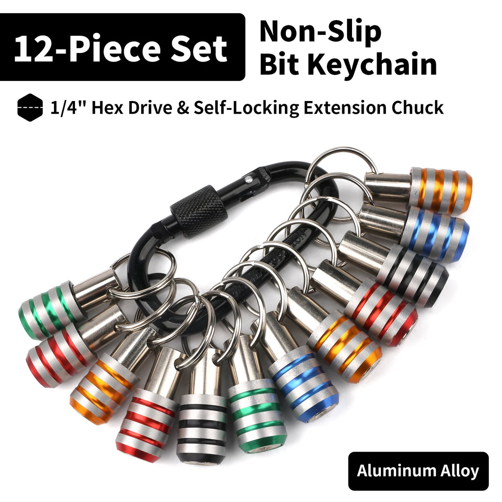3/7/12Pcs Hex Shank Screwdriver Bit Holder 1/4 Inch With Carabiner Portable Quick-change Extension Bar Keychain Screw Adapter