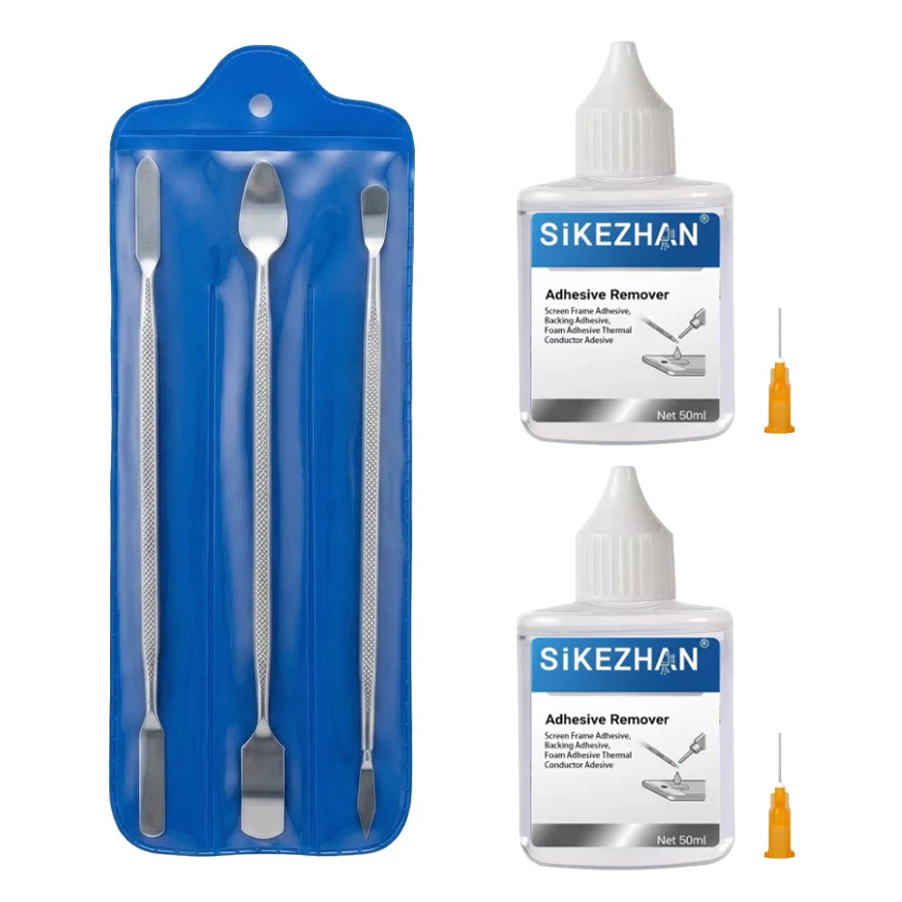 50ml Adhesive Remover Liquid Glue Clean with Metal Pry Spudger Tool Kit Needle for Phone Tablet Screen Frame Disassembly Repair