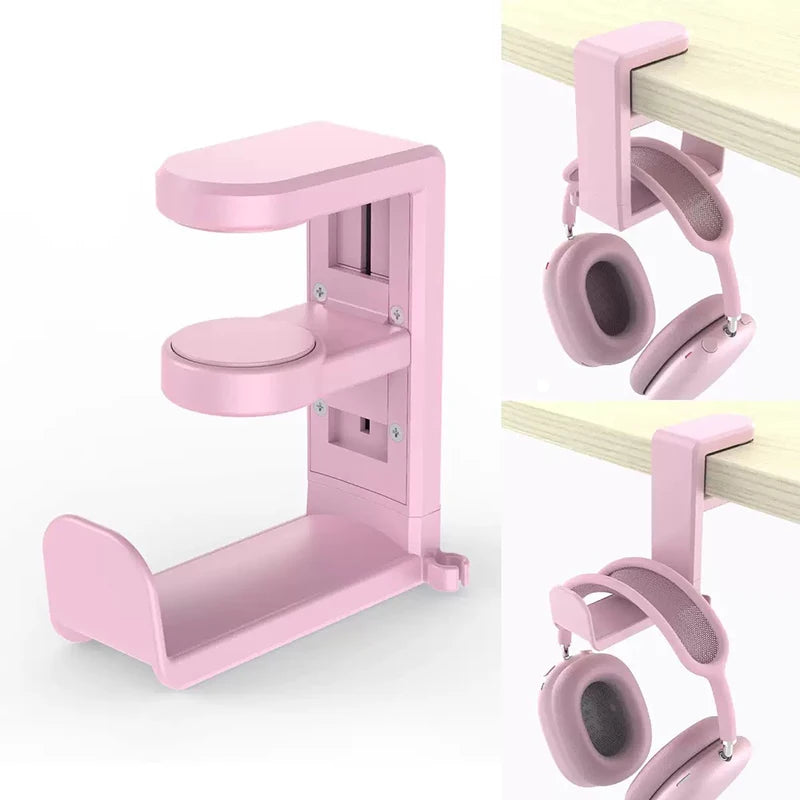 360° Rotating Headphone Stand Desktop Headset Holder PC Gaming Headset Desk Hanger Hook For Earphones Storage Hangin Organizer