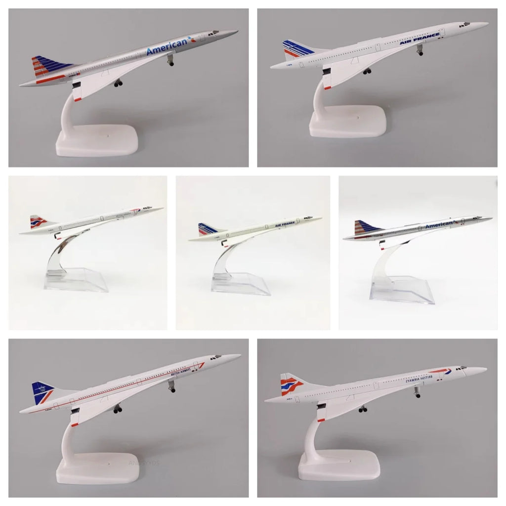 16/20cm Plane Model Concorde Air France/British/Singapore/American Diecast Alloy Airplane Airlines with Stand Children Toys Gift
