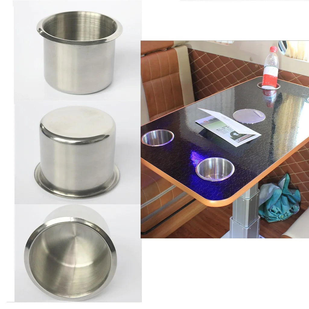 Stainless Steel Poker Table Cup Holder Inserts Recessed Cup Drink Holder for Car Boat Truck Water Bottle Holder