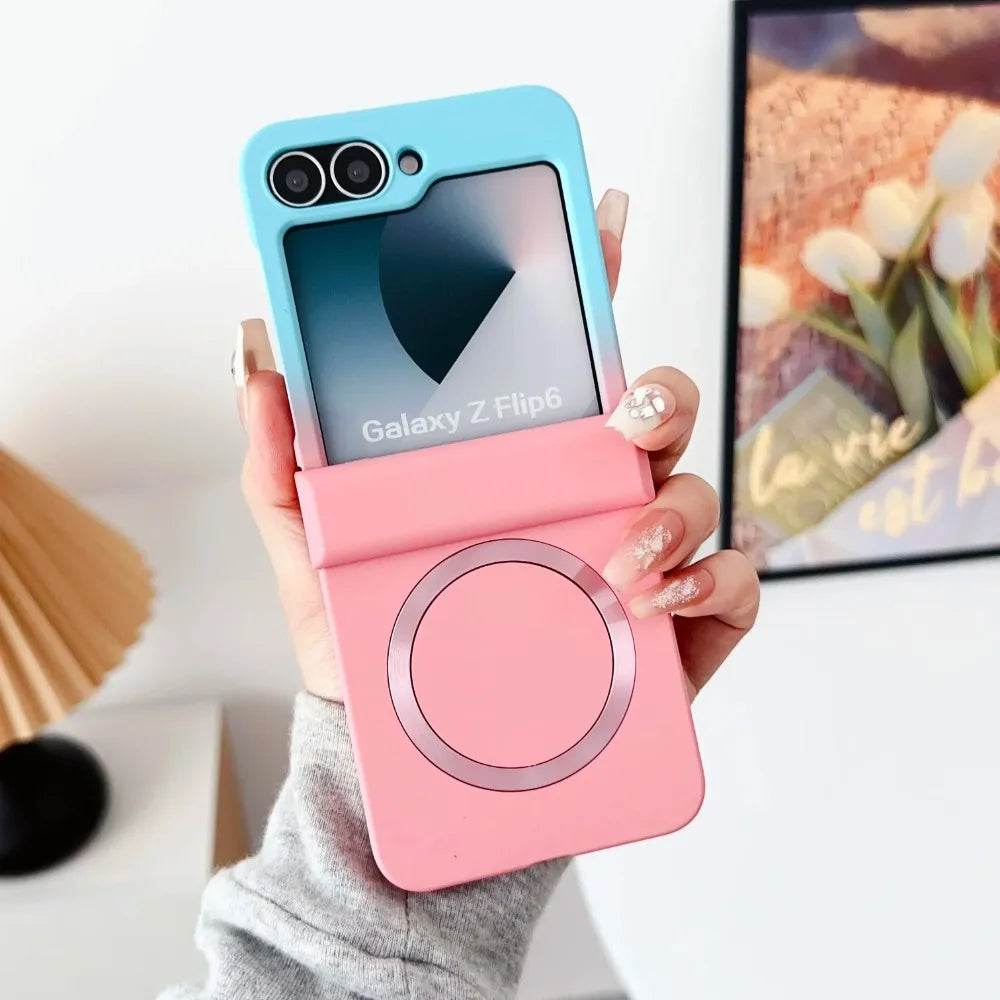 Gradient Color For Magsafe Magnetic Hinge Protection Hard Plastic Phone Case for Samsung Galaxy Z Flip 8 7 FE 6 5 4 3 5G Cover