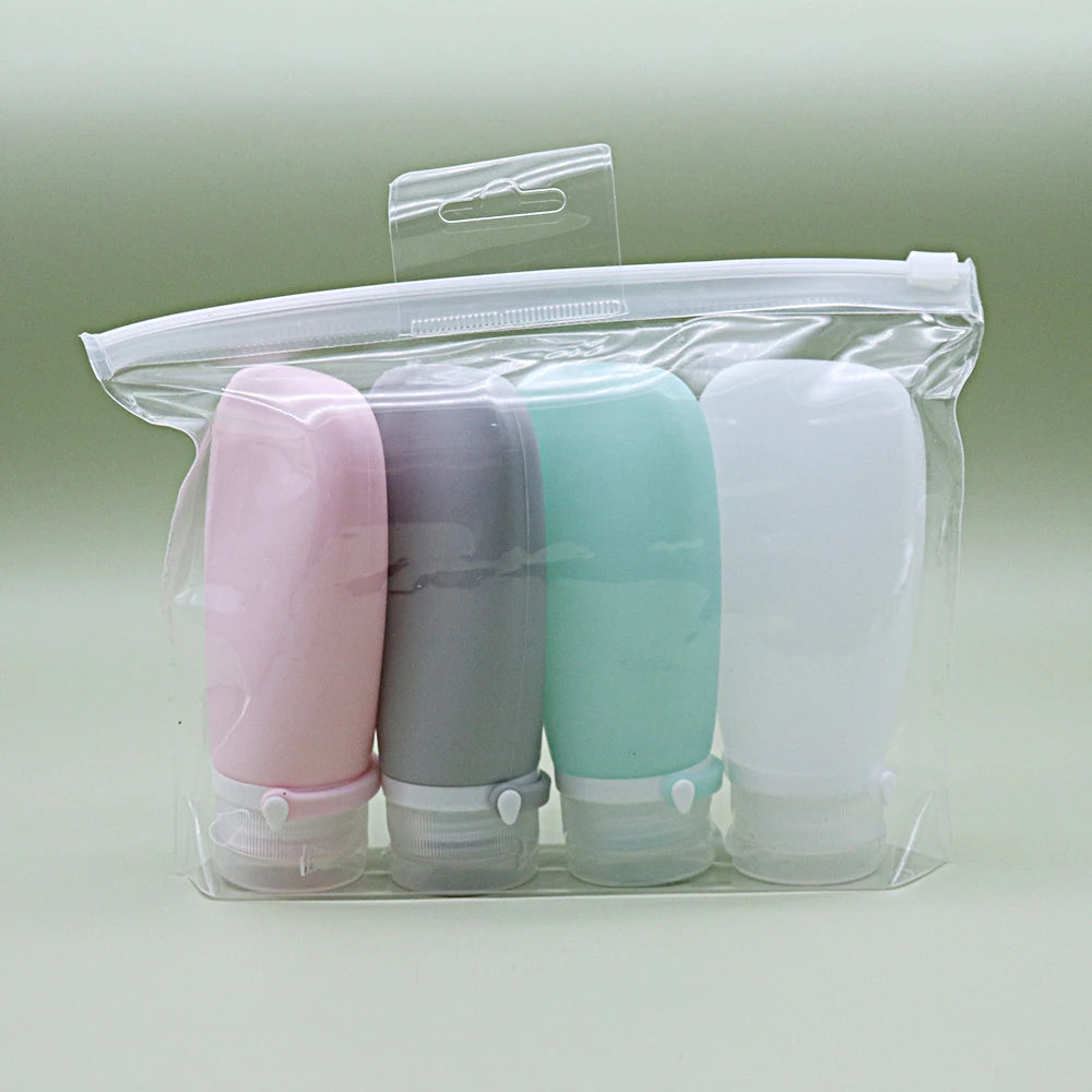 4 PCS Silicone Travel Bottles Leak Proof Collapsible Toiletry Shampoo Dispenser Reusable Portable Camping Oil Container 2026