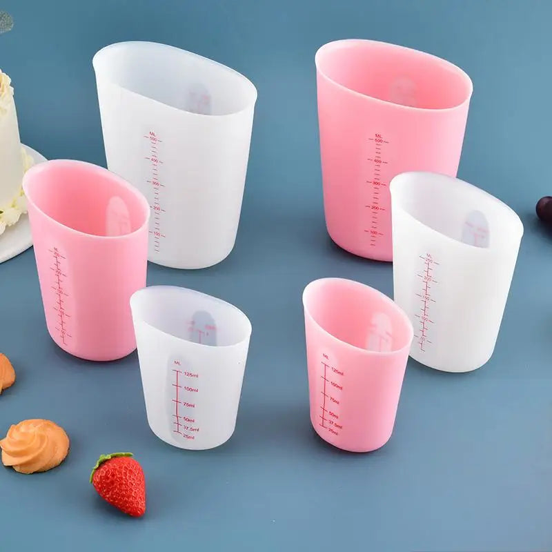 1PC Silicone Measuring Cup with Scale Transparent Measuring Cup Heat Resistant Soft Measuring Cup Baking Tool