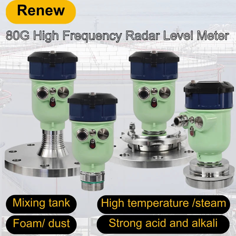 80ghz High Frequency Radar Level Meter Explosion-proof Anti-corrosion Material Storage Dust River Reservoir Water Level Gauge