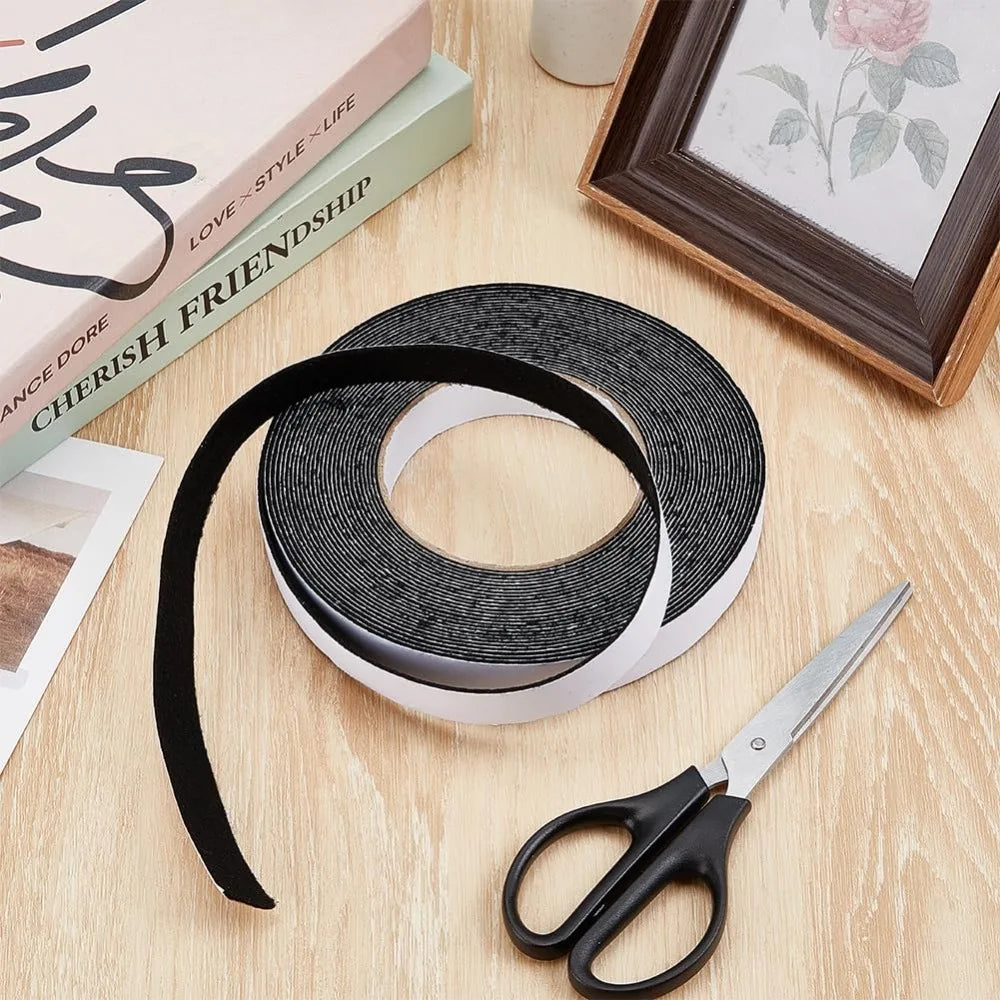10.94 Yards Self Adhesive Felt Tape 0.79 Inch Black Felt Strips with Adhesive Backing for Furniture Protecting Hardwood Floors