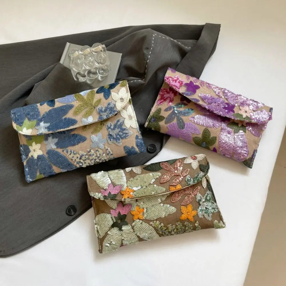 Stylish Sequin Evening Clutch Bags Beaded Elegant Party Purses Glitter Exquisite Floral Embroidery Bags Special Occasions