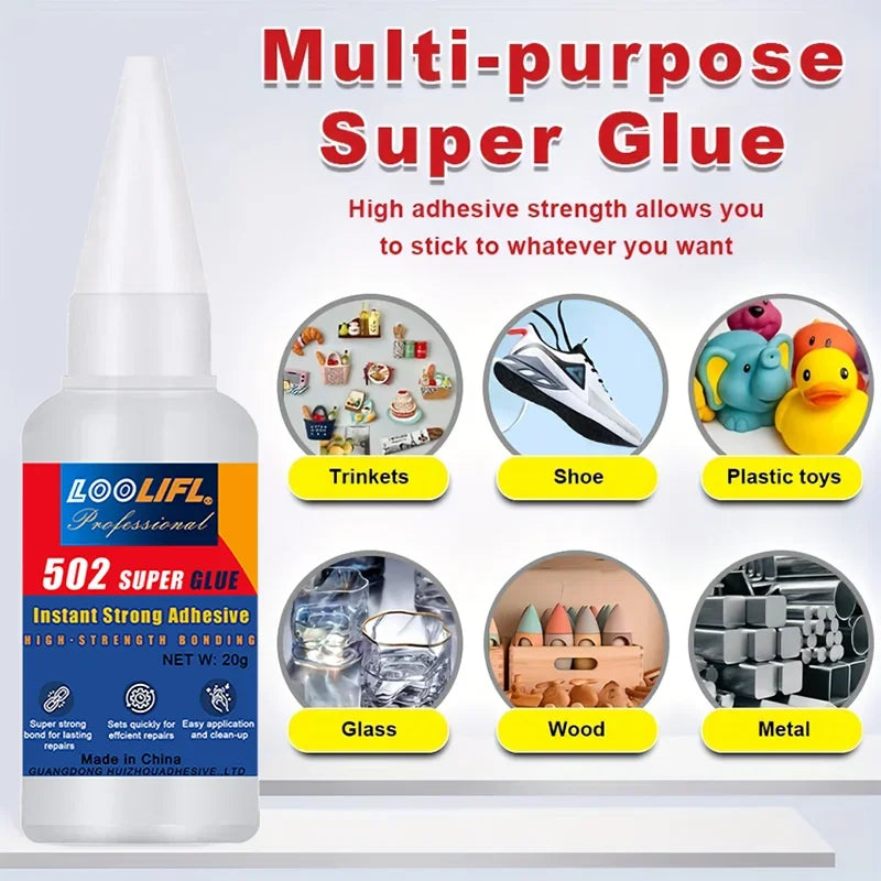 502 High-Strength Cyanoacrylate Glue Fast-Drying Adhesive for Automotive Bumpers, Metal & Plastic, Ideal for Repairs & DIYFixes