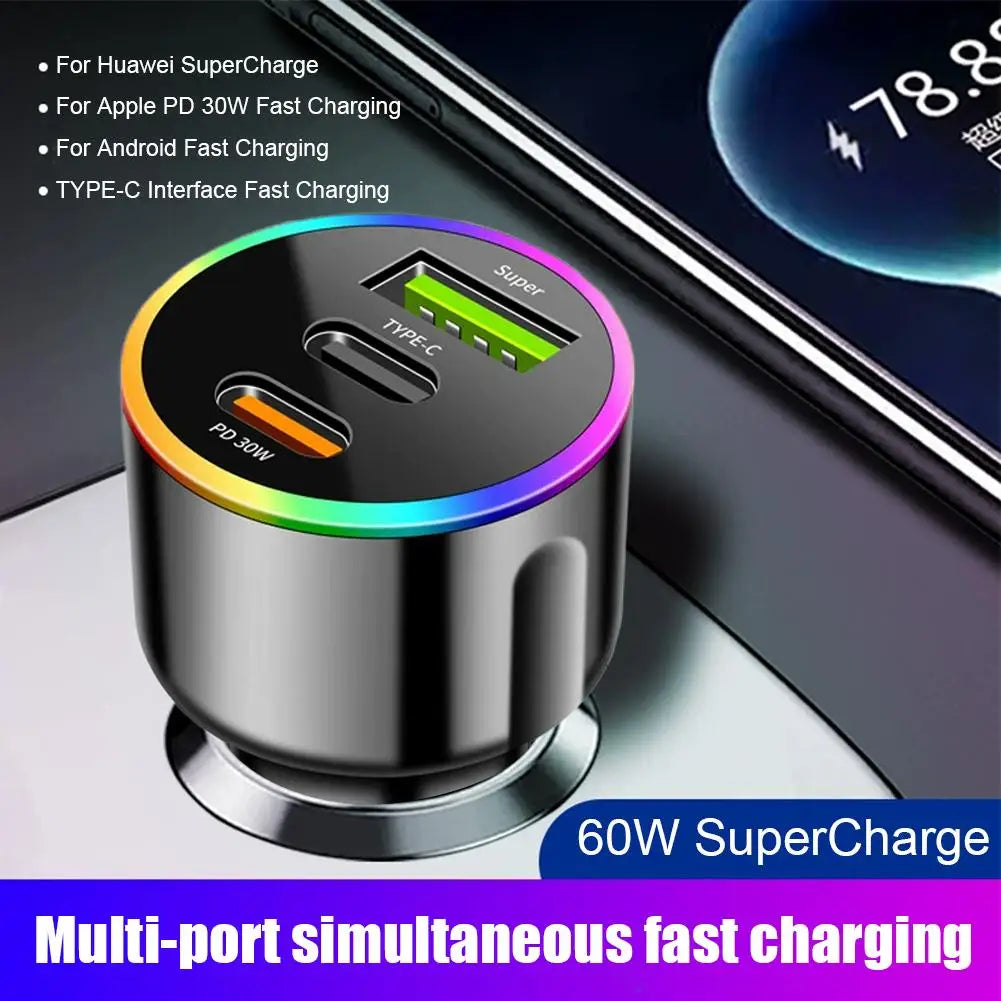Car Charger Mini Type-C Dual USB Charger PD36W Fast Charging 12-24V Car Cigarette Lighter Cell Phone Charger Adapter