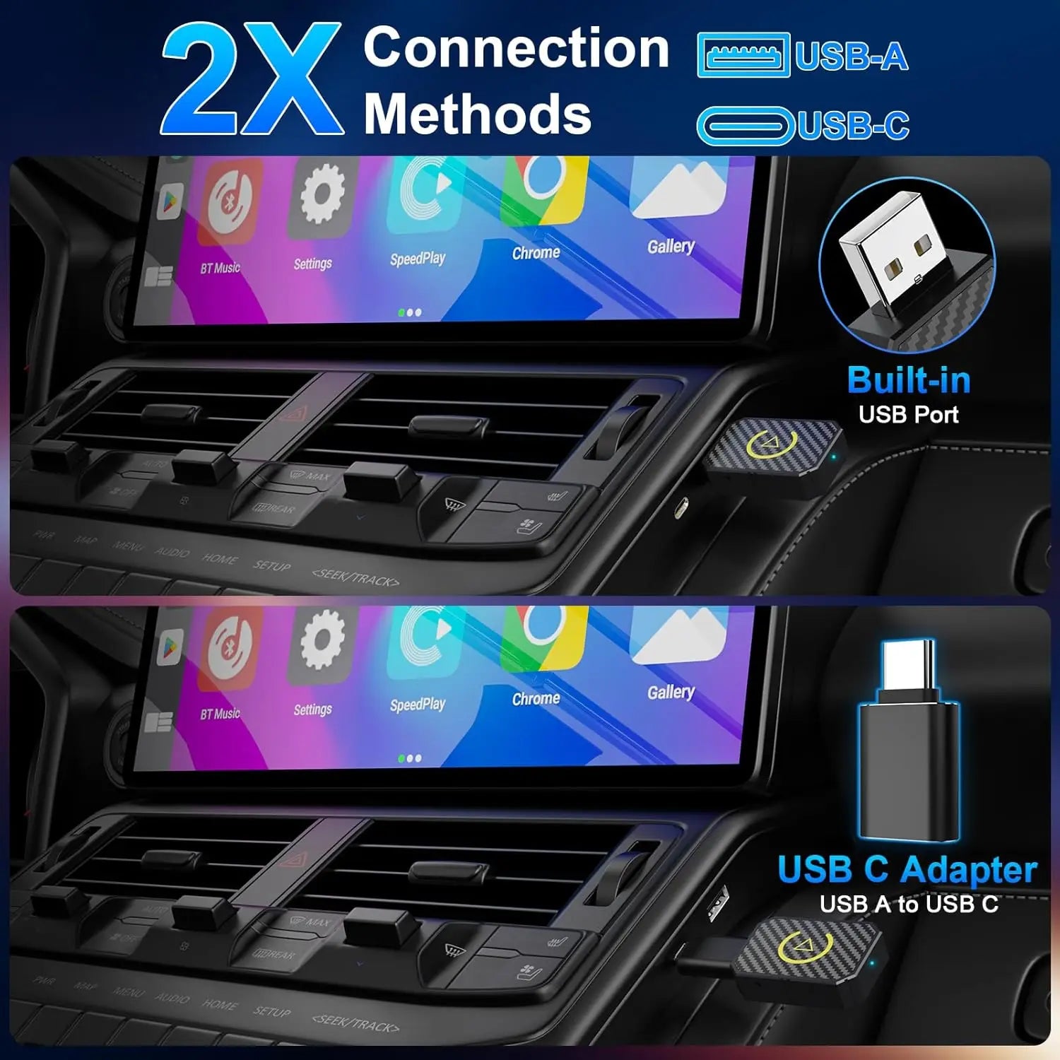 Mini Wireless CarPlay & Android Auto Adapter - Stable Fast Connection for iPhone/Android - Convert Factory Wired to Wireless for Cars 2016+