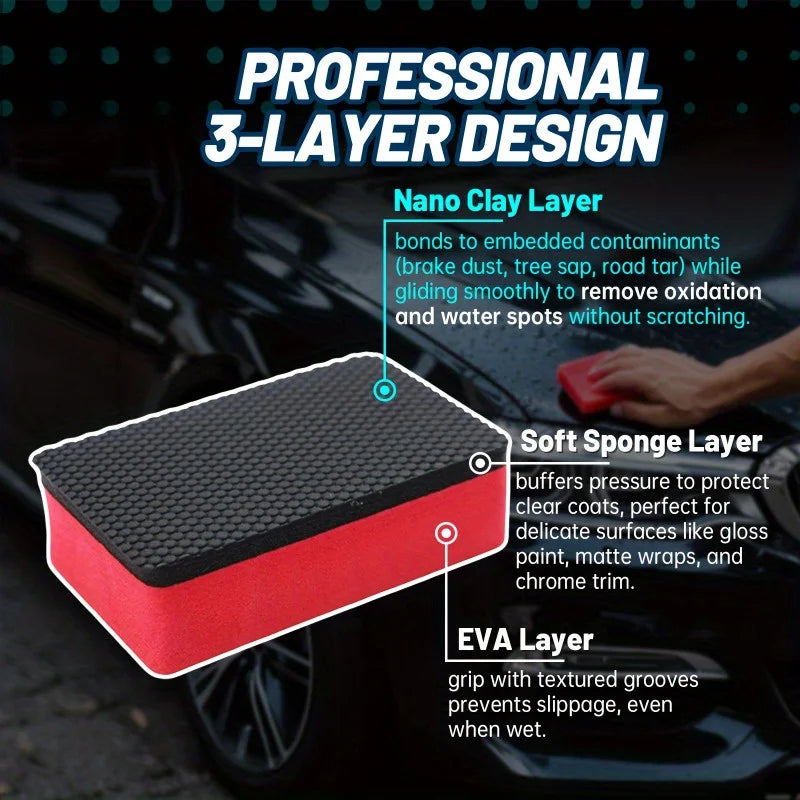 Cleaning and Wiping Car Mud, Diamond Shaped Grinding Mud, Sponge Removal, Flying Paint, Oxidized Clay Cleaning Tool