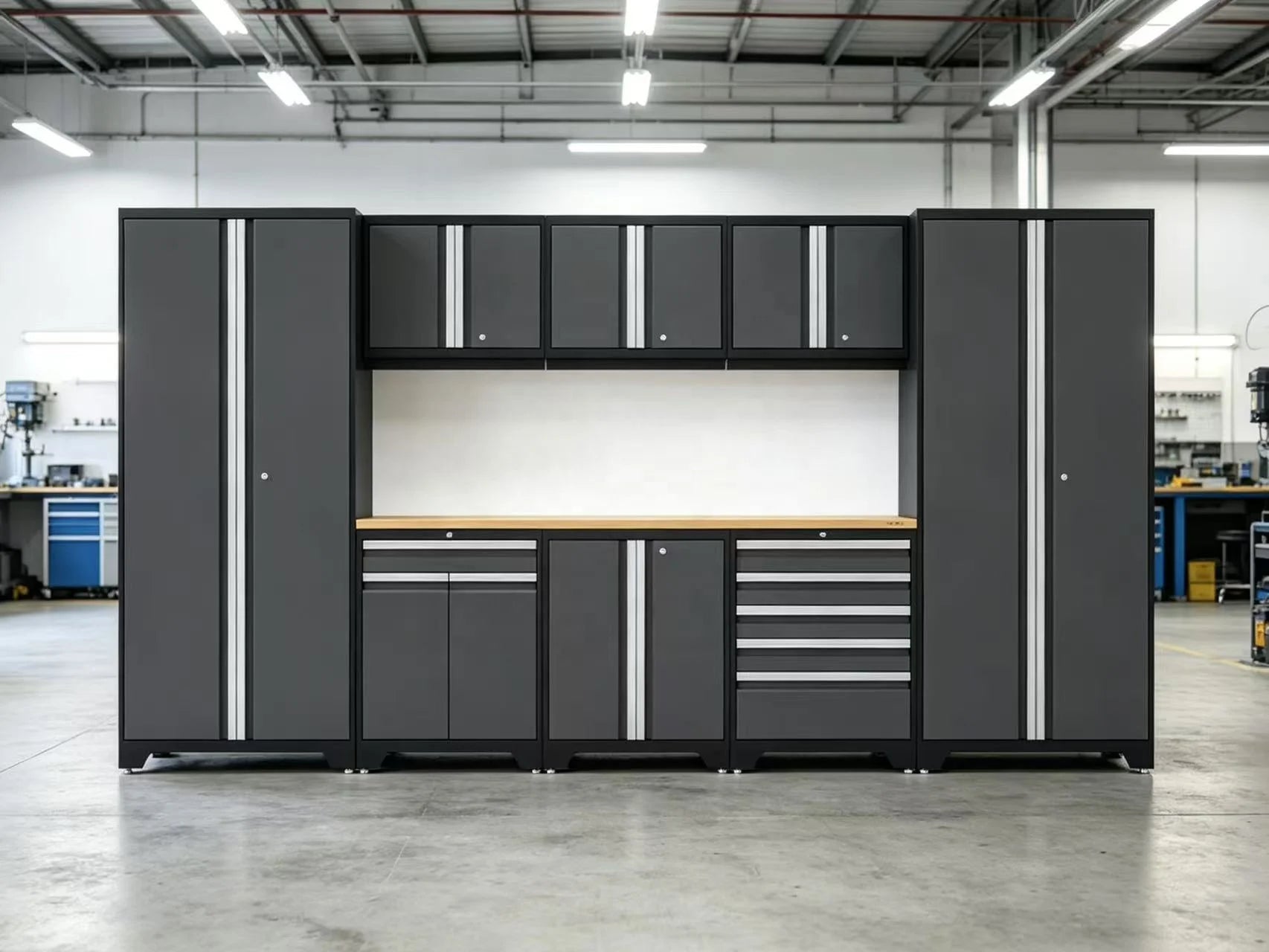 CYD Steel Garage Storage System Modular Tool Cabinet Heavy Duty Workshop Metal WorkBench Tool Bench Garage Workstation Cabinet