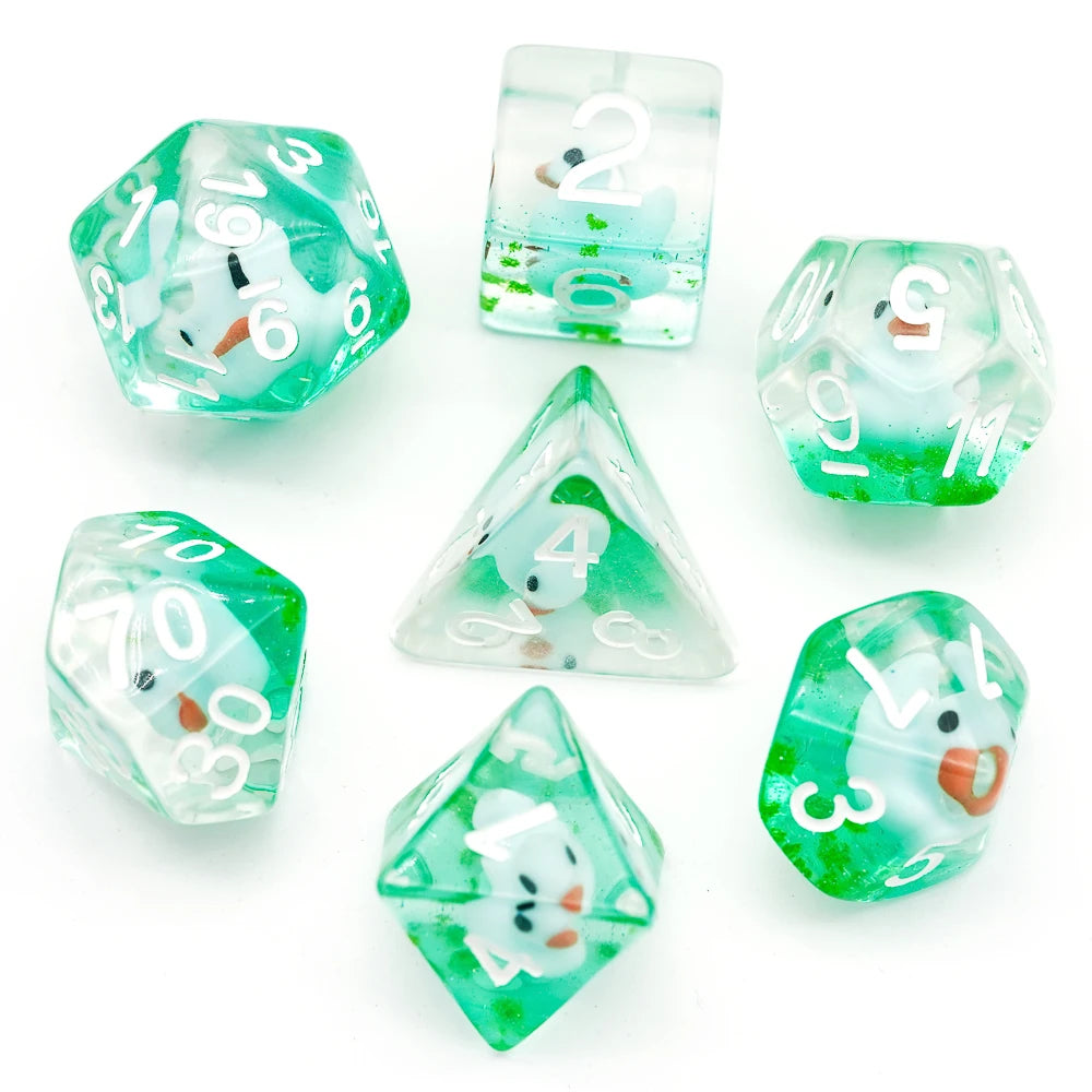 Cusdie Cute Animals DnD Dice Resin D4 D6 D8 D10 D% D12 D20 Polyhedral Dice Set for D&D Pathfinder Role Playing Table Board Games