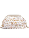 Handmade Shell Bead Bracelet Bag Elegant Crossbody Handbag Polyester Fiber Small Size Casual Style Summer 2026 Pure Color