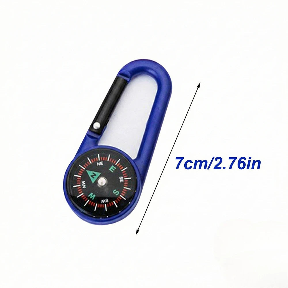 Outdoor Compass Carabiner Mini Camping Keychain Mountaineering Hiking Backpack Buckle with Compass Survival Children Gifts