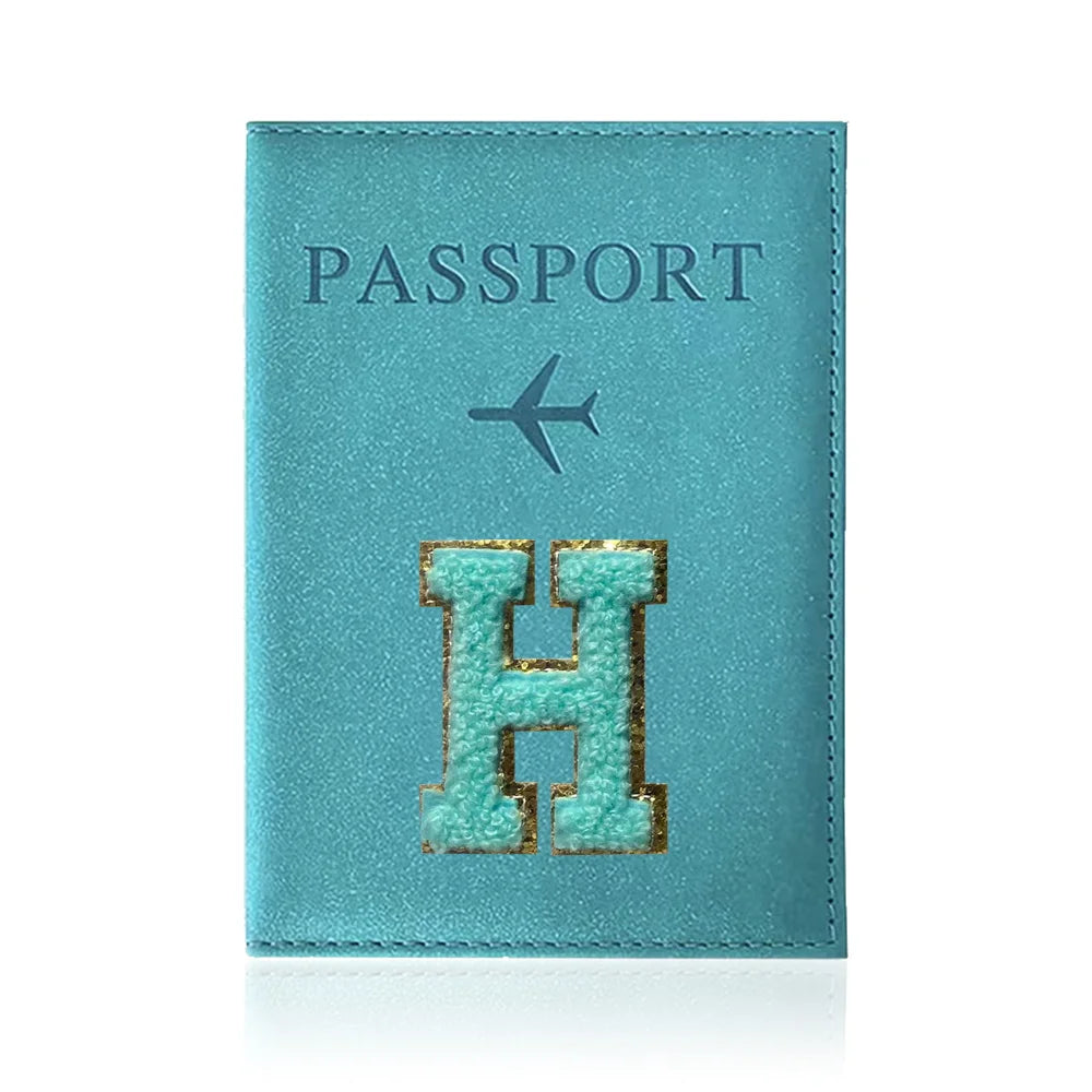 Passports Pouch Passport Protective Cover Green Letter Series Watertproof Passport Case Passports Holder PU ID Card Holders