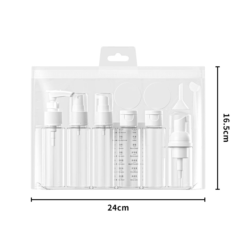 11pcs/Set Travel Botttle Set 60ml Refillable Bottle Soft Plastic Lotion Shampoo Container Squeeze Tube Empty Bottle Wholesale