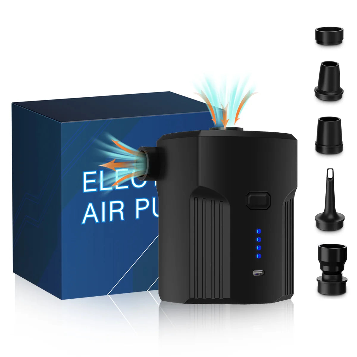 Portable Electric Air Pump for Inflatables with 5 Nozzles for Outdoor Camping,Air Mattress Beds,Boats,Cushion,Couch,Pool Floats